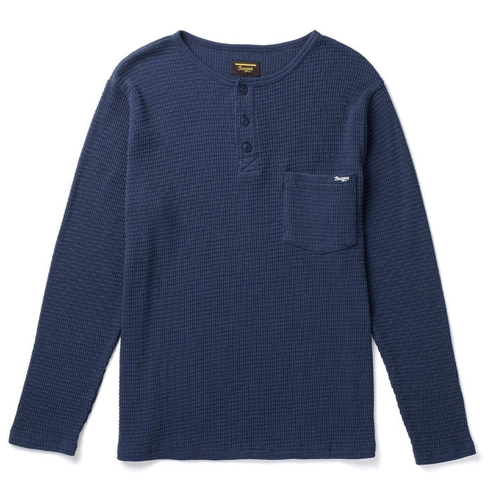Sawpit Henley Long Sleeve Thermal in Navy