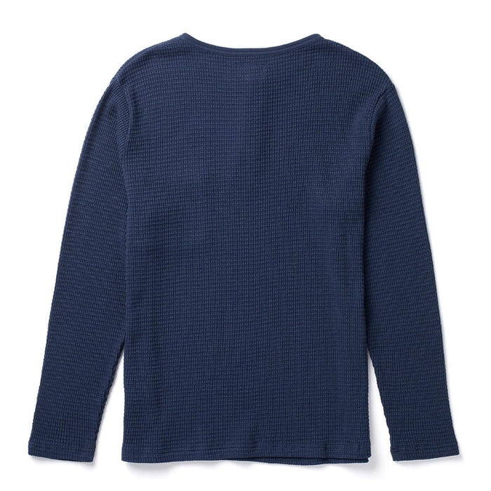 Sawpit Henley Long Sleeve Thermal in Navy