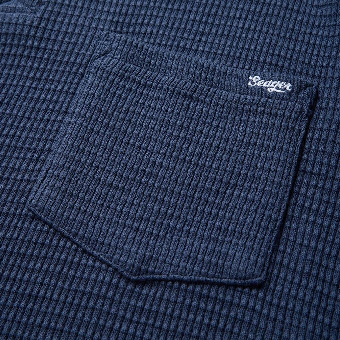 Sawpit Henley Long Sleeve Thermal in Navy