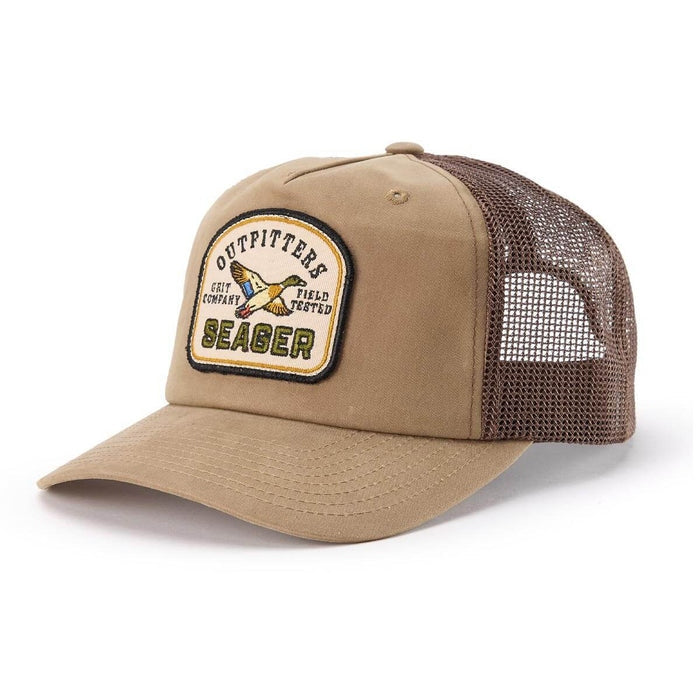 Outfitters Waxed Trucker Snapback in Brown