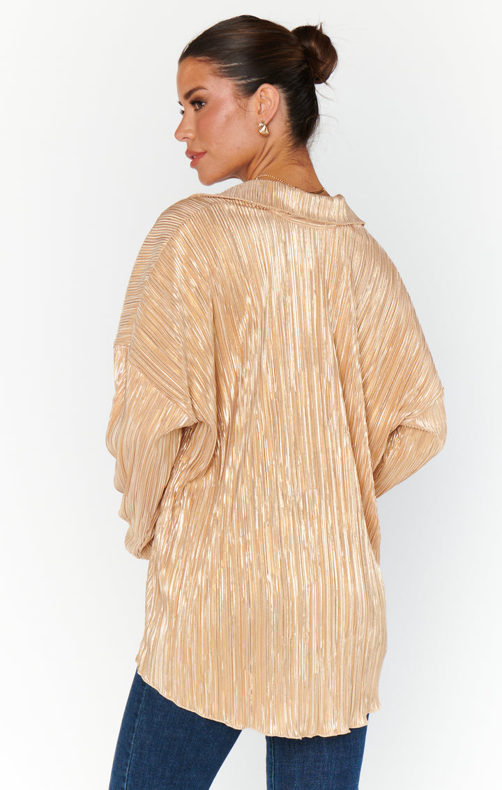 Everywhere Top in Gold Pleat