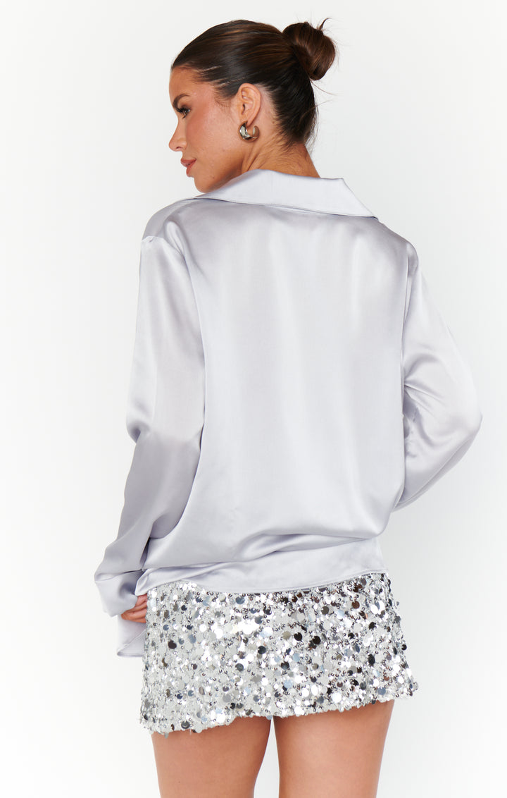 All Night Skort in Silver Sequins