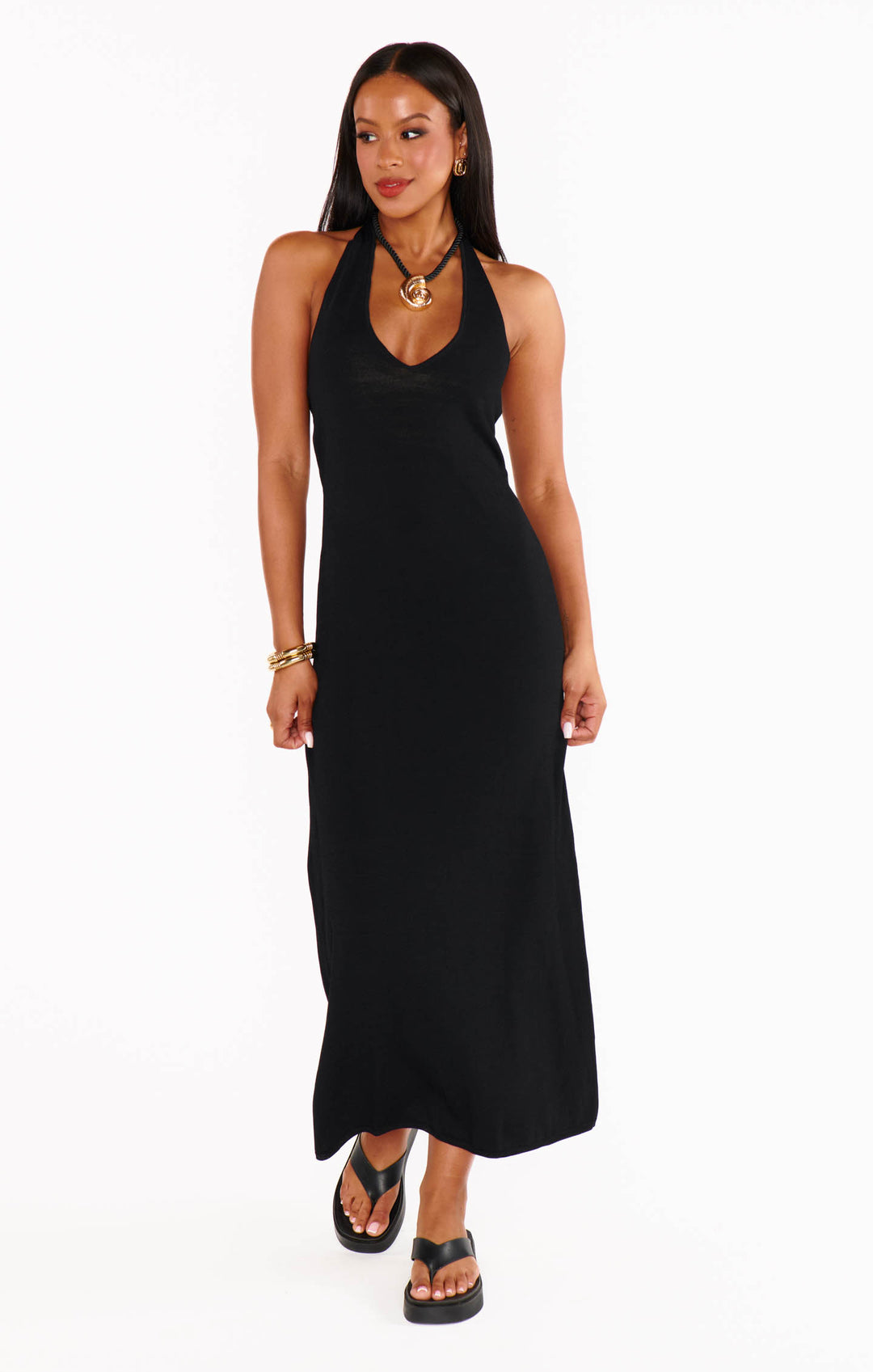 Kate Halter Dress in Black Knit Blacktop Surf Shop Kate Halter Dress in Black Knit Blacktop Surf Shop