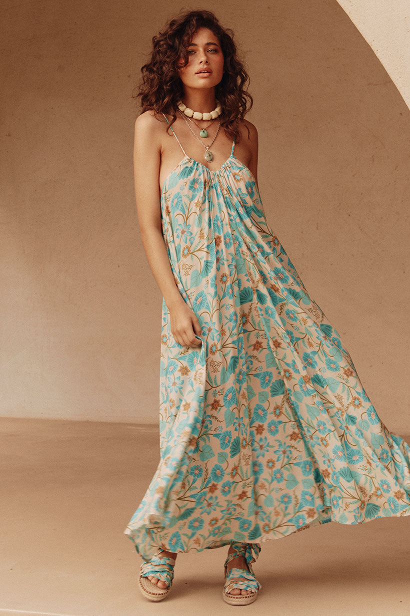 lagoon maxi dress Winston Strapless Sequin Maxi Dress / Lagoon | MESHKI