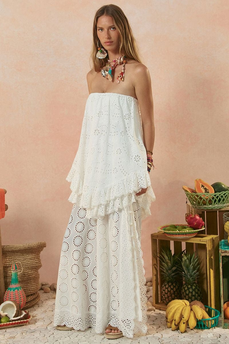 Yaya Lace Scarf Mini Dress in Antique White