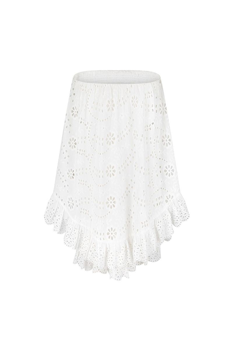 Yaya Lace Scarf Mini Dress in Antique White