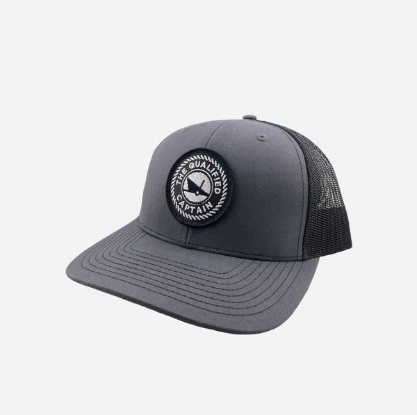 TQC Embroidered Patch Hat Trucker in Charcoal/Black