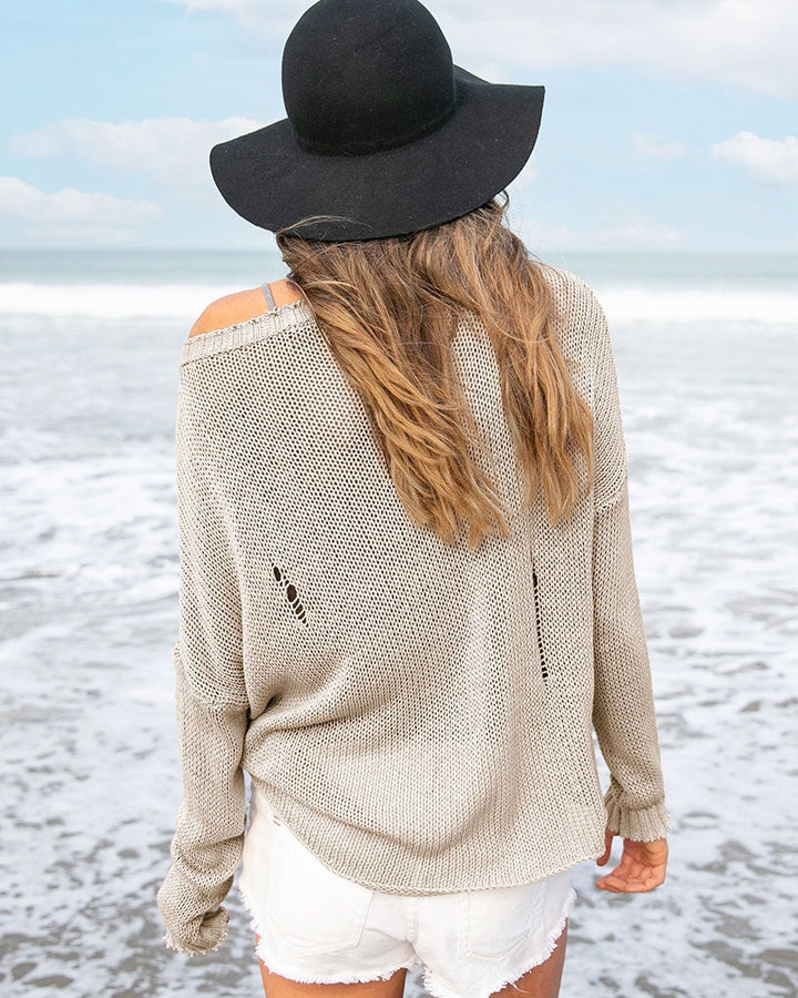 Beach Bum Cropped Crew Khaki M/L