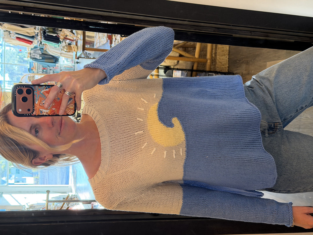 Wooden Ships Sunrise Crew Cotton Sweater in Khaki/Mykanos