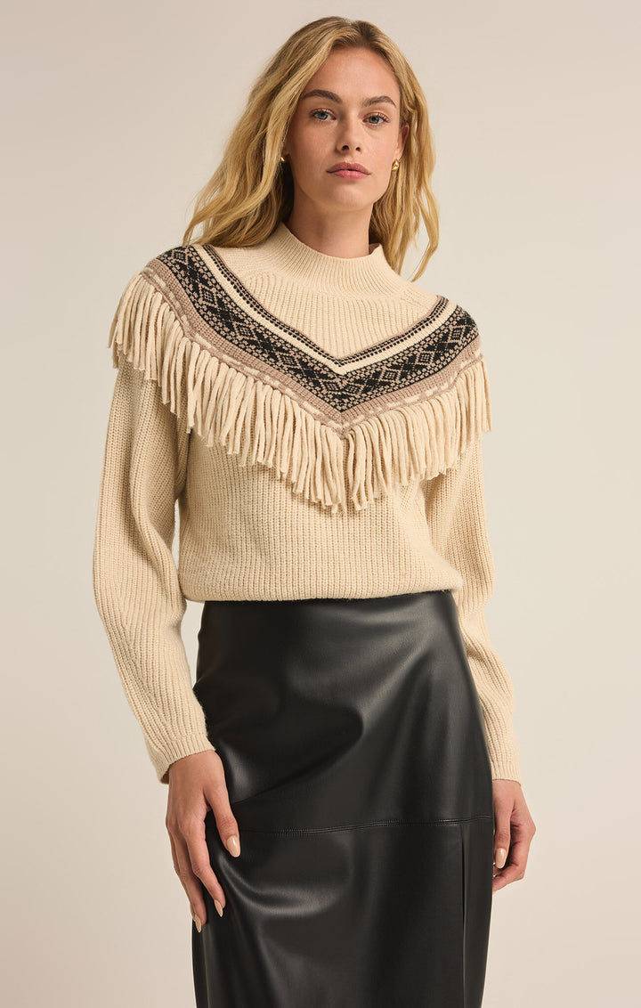 North Fringe Sweater in Stone