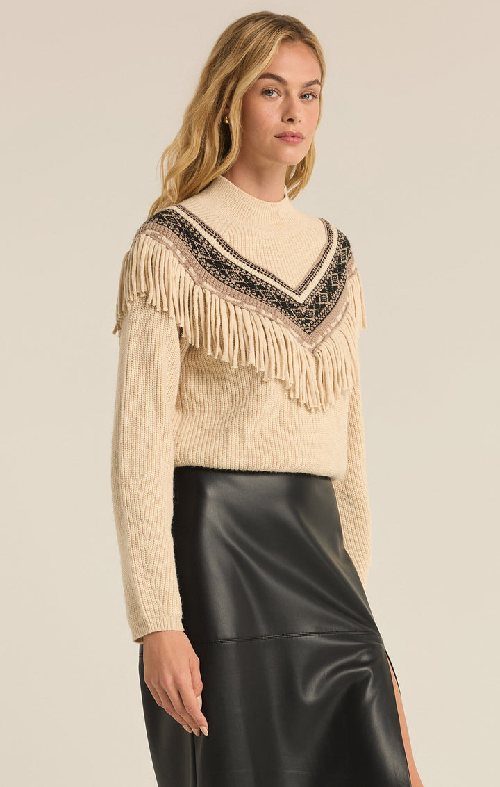 North Fringe Sweater in Stone