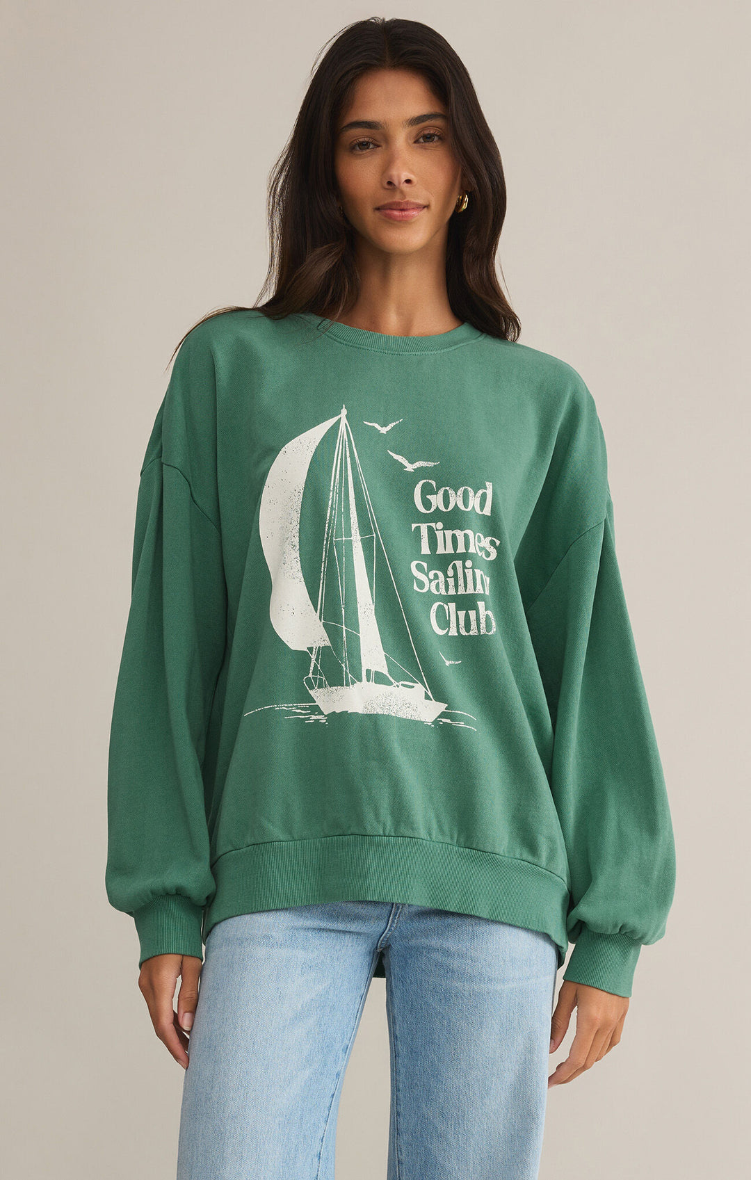 Sail Away Sunday Sweatshirt in Green