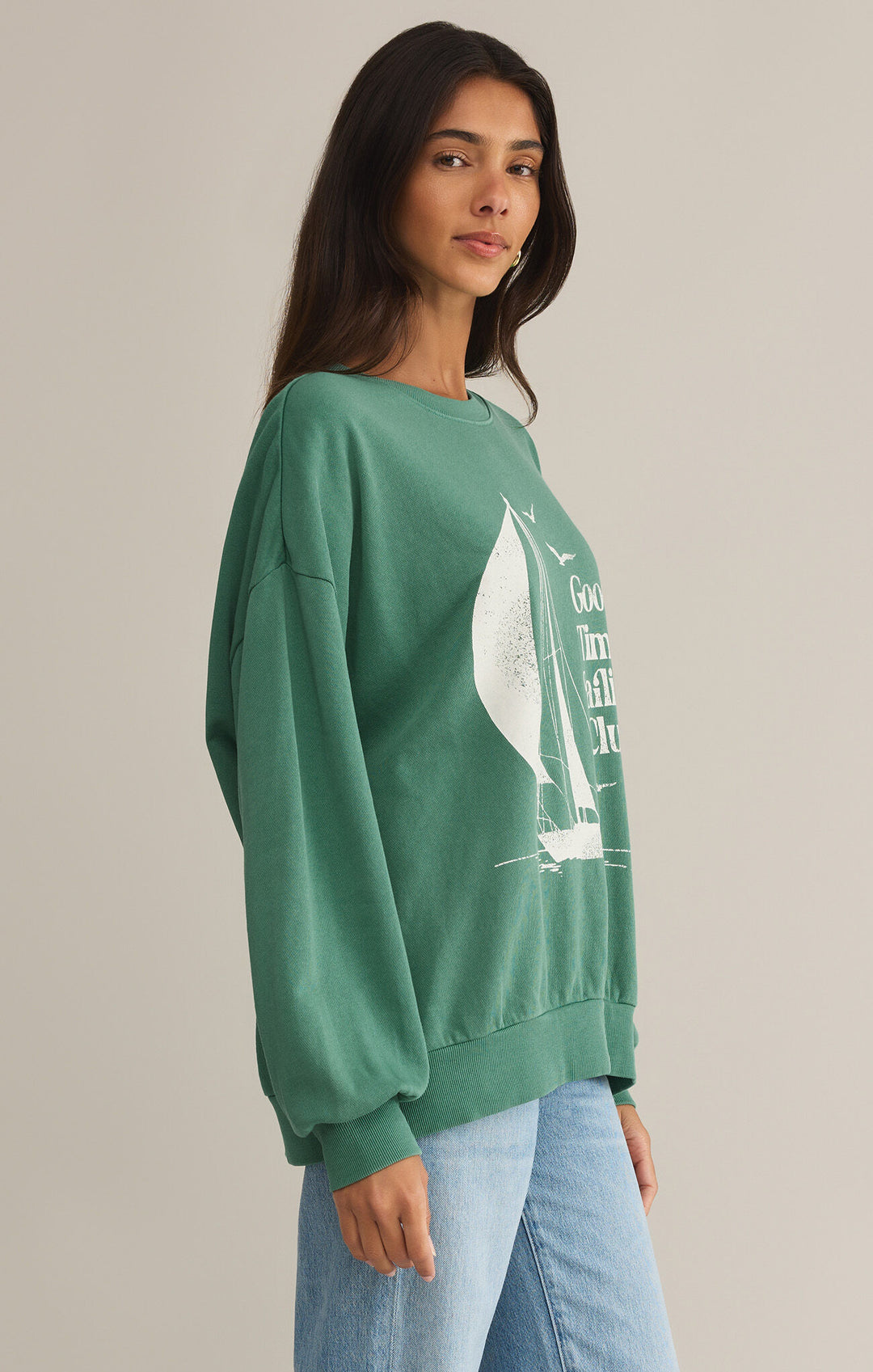 Sail Away Sunday Sweatshirt in Green