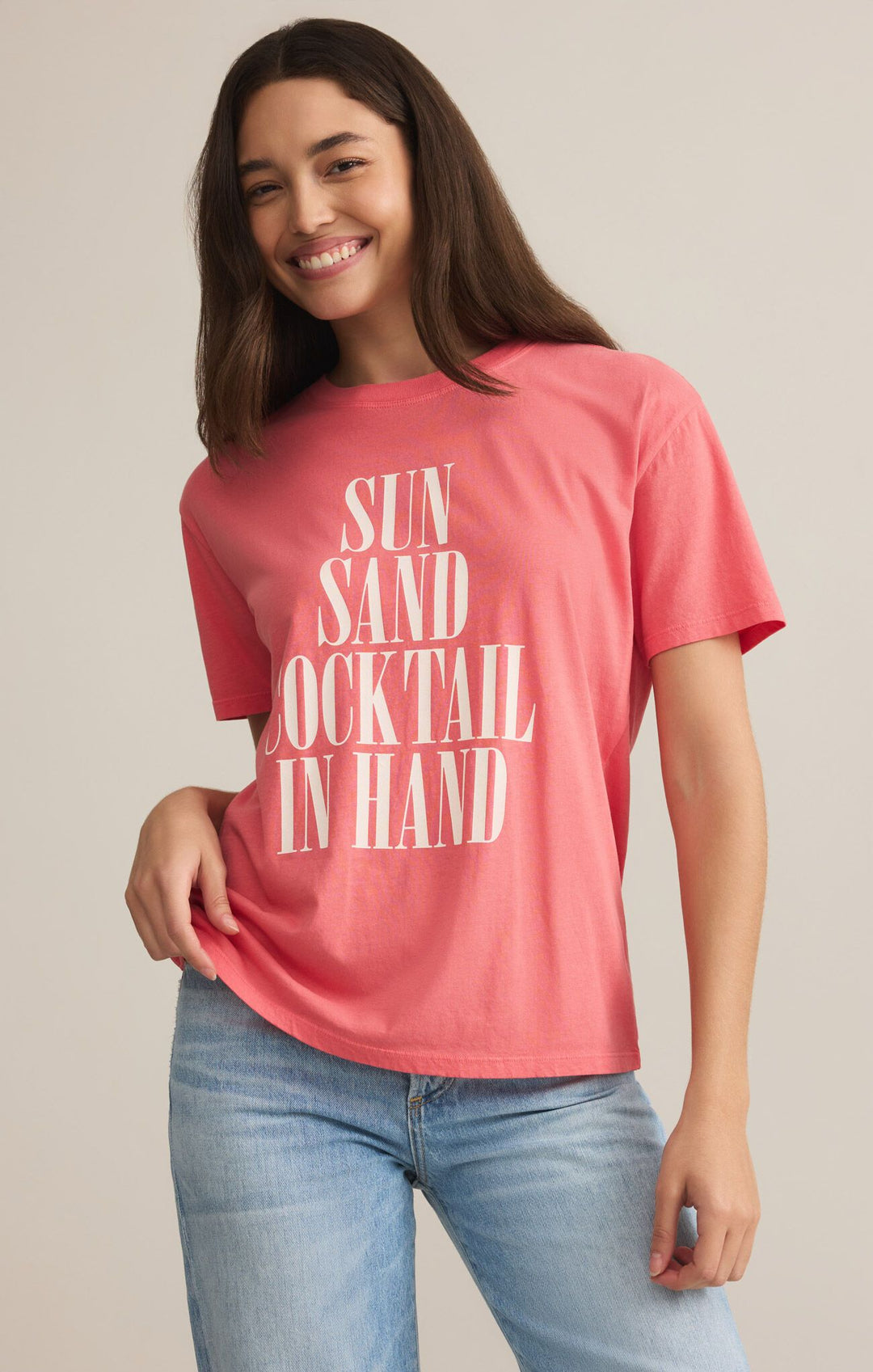 Sun & Sand Boyfriend Tee in Sunset Pink