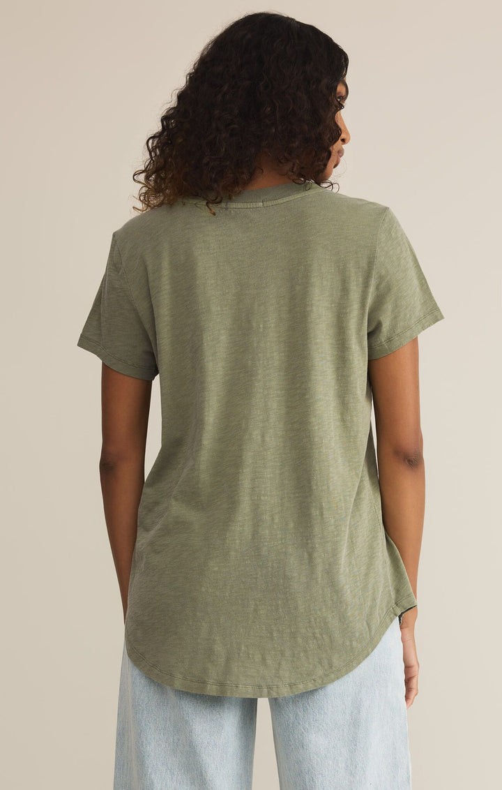 Asher V Neck Tee in Avocado