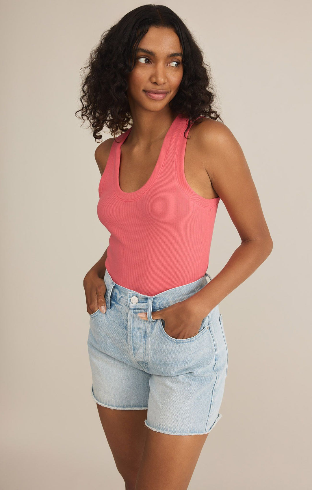 Sirena Rib Tank in Sunset Pink