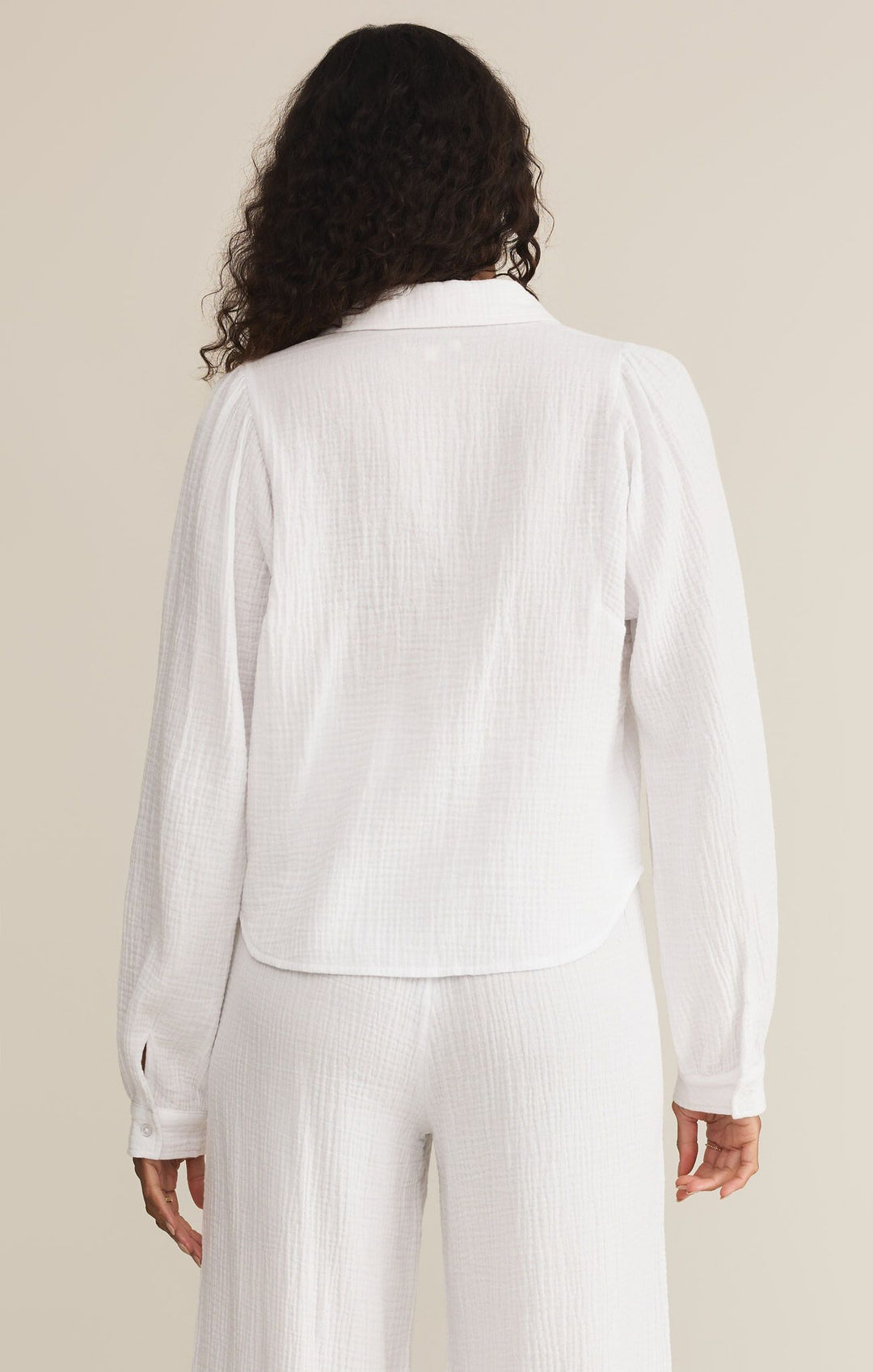 Campo Button Up Gauze Top in White