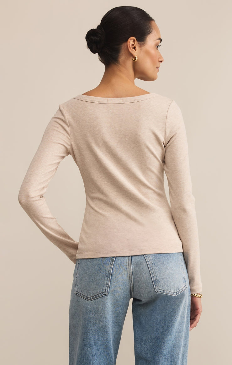 Second Skin Scoop Neck Top in Oatmeal Heather