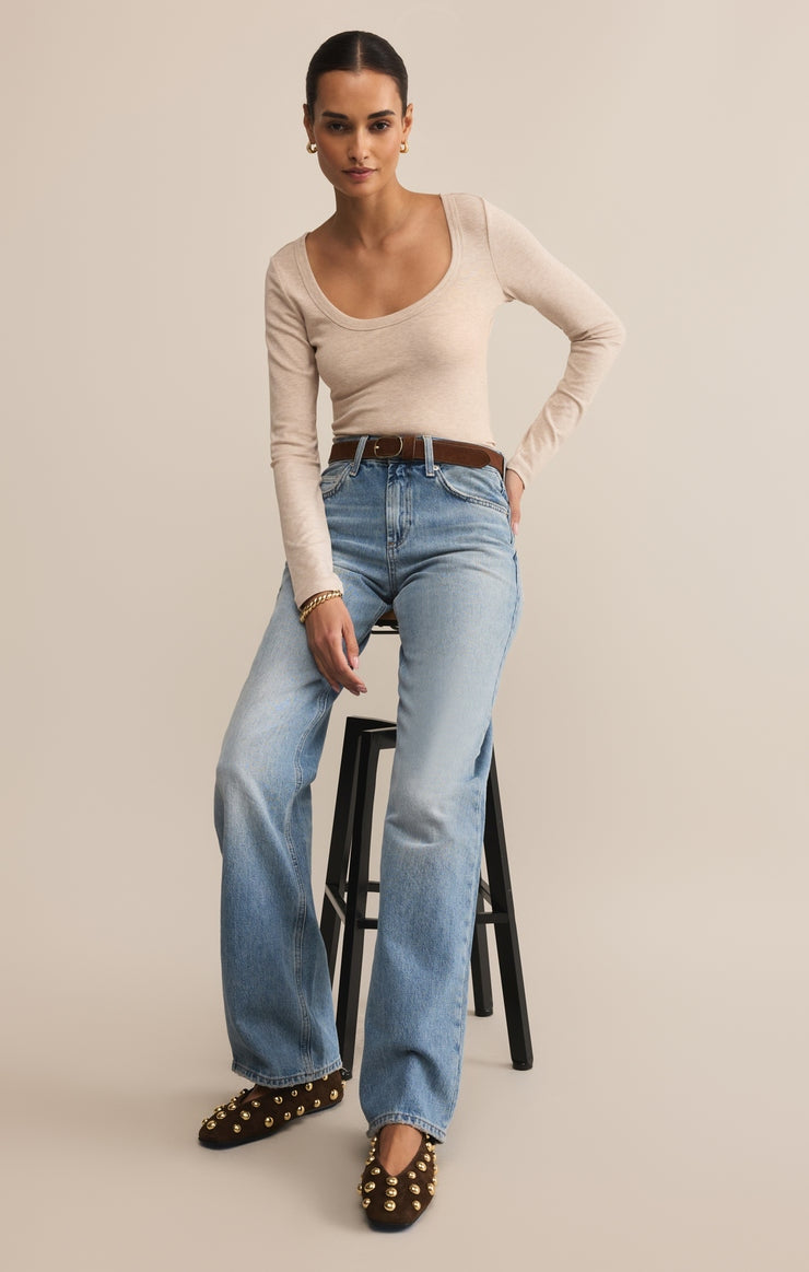 Second Skin Scoop Neck Top in Oatmeal Heather