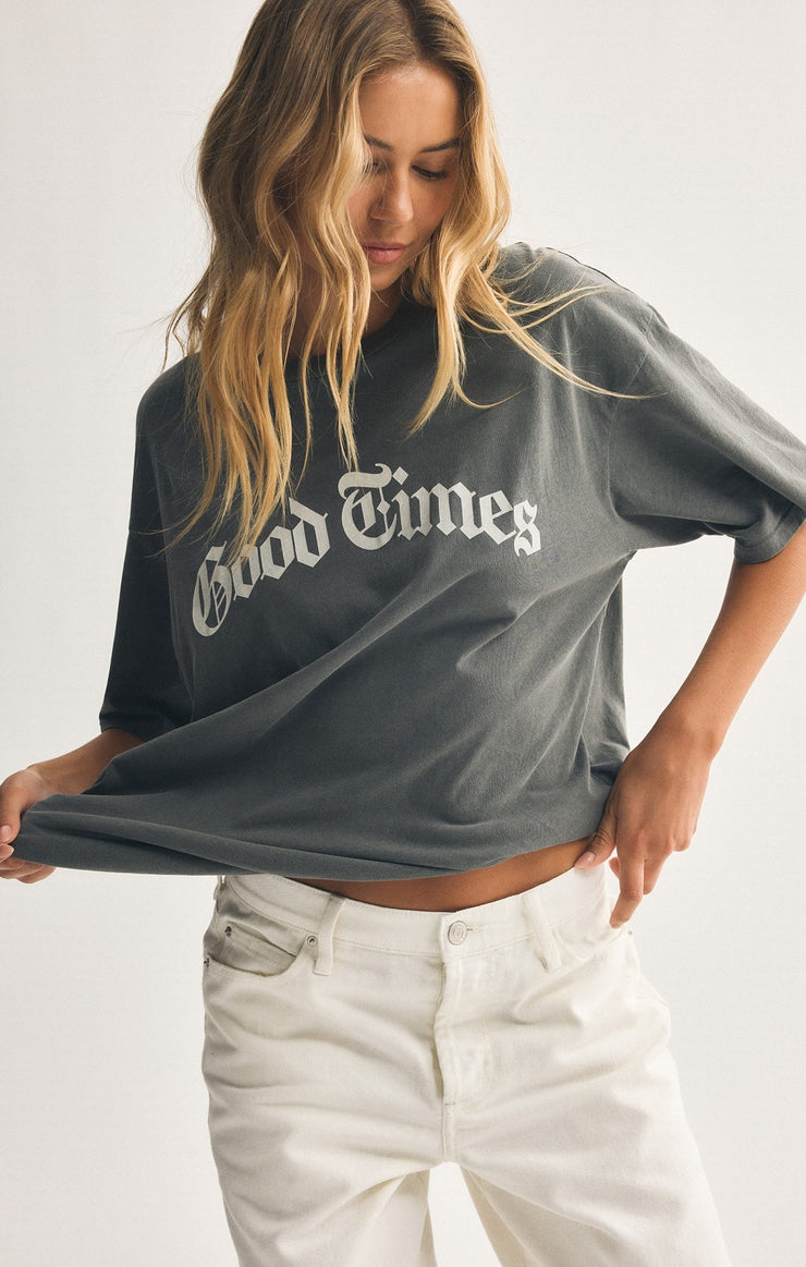 Good Times City Tee in Charcoal Moon