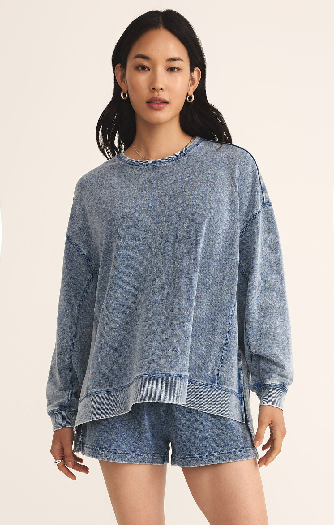 Knit Denim Modern Weekender in Medium Indigo