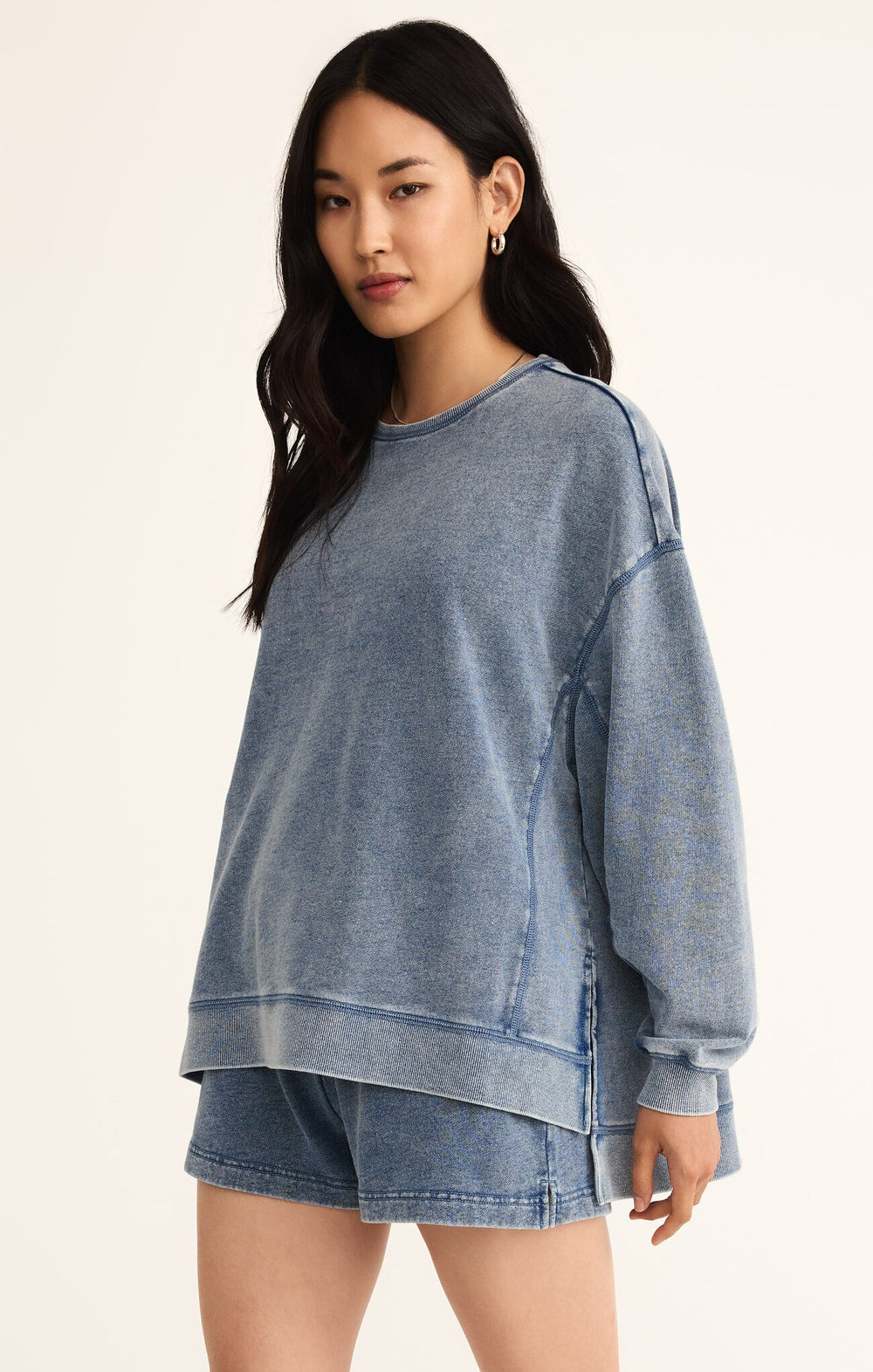 Knit Denim Modern Weekender in Medium Indigo