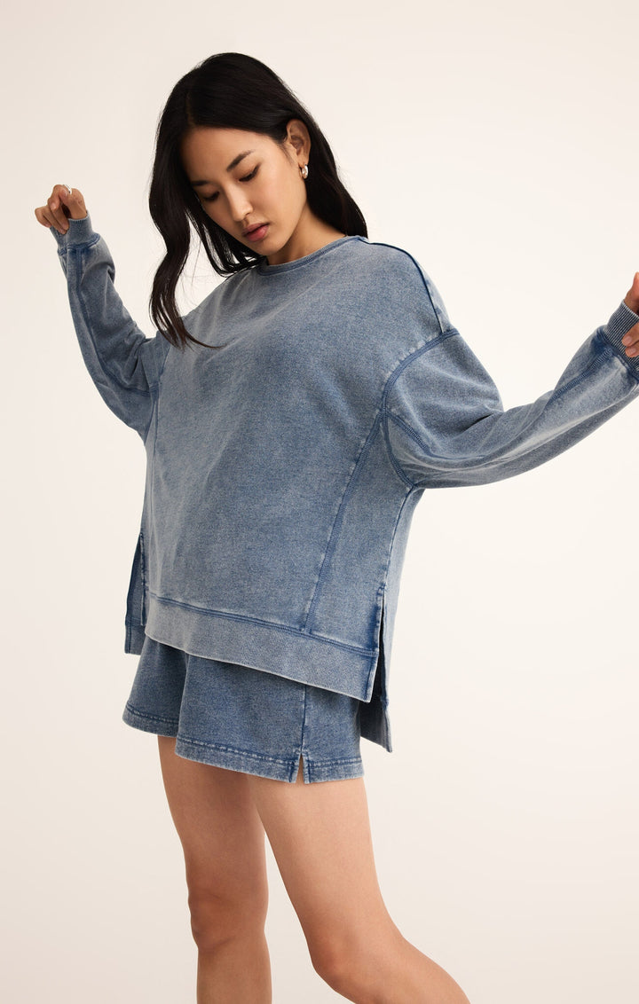 Knit Denim Modern Weekender in Medium Indigo