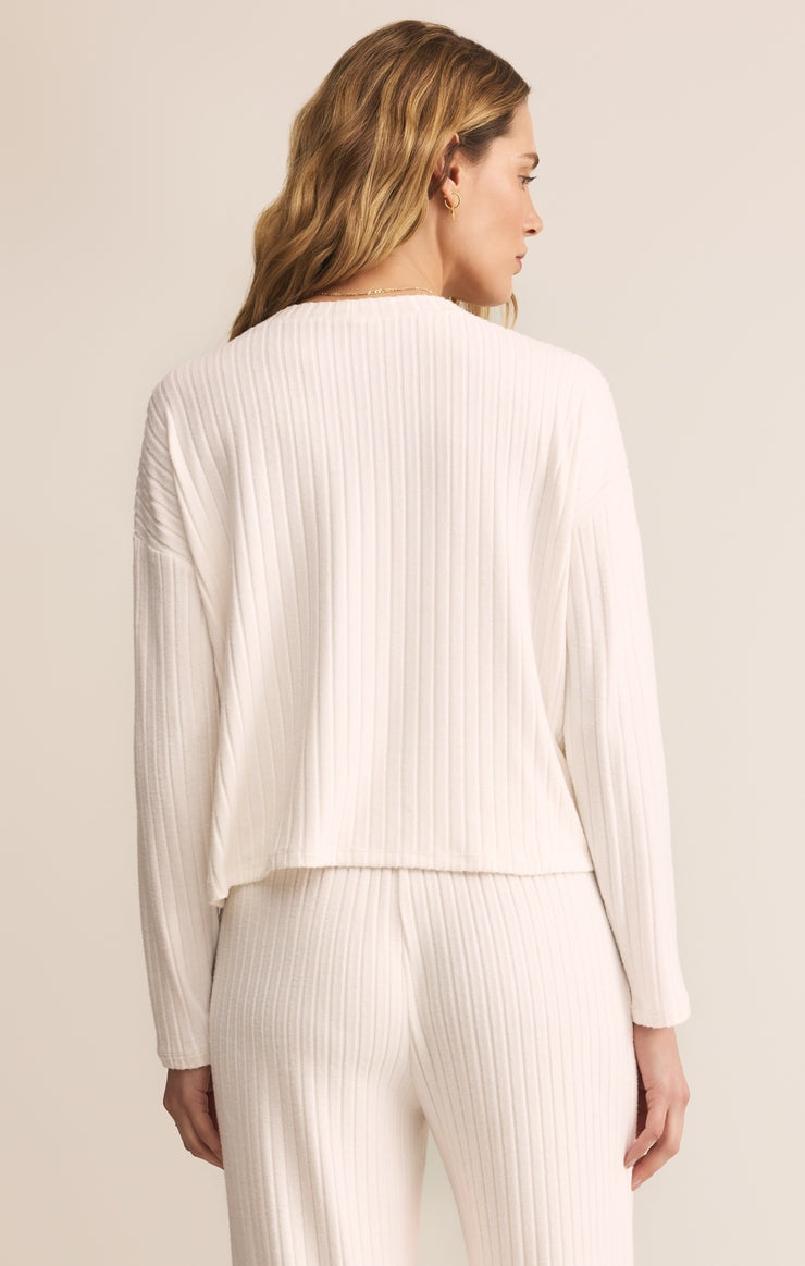 Mara Silky Rib Cardigan in Vanilla Ice