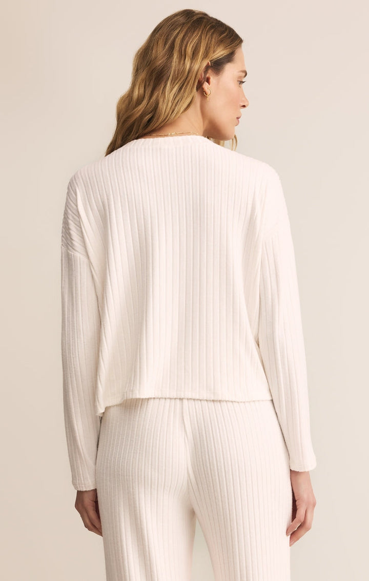 Mara Silky Rib Cardigan in Vanilla Ice