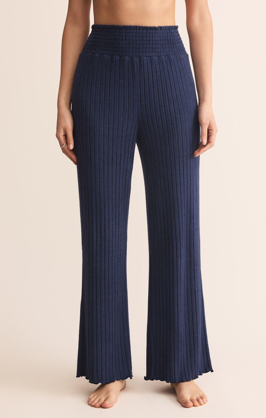 Dawn Smocked Rib Pant in Blue Sapphire