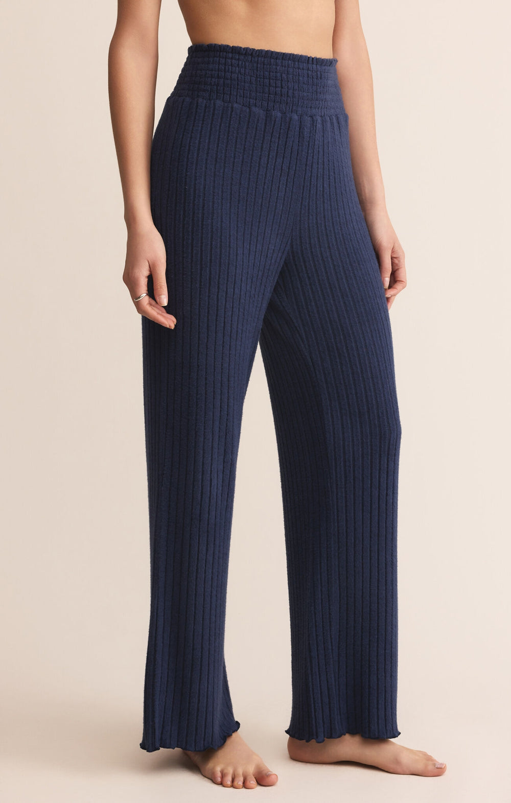 Dawn Smocked Rib Pant in Blue Sapphire
