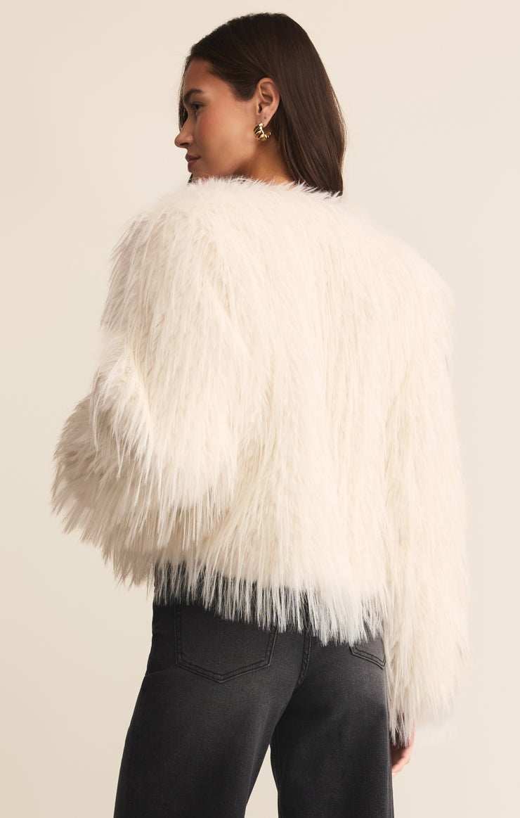 Cyndi Faux Fur Jacket in Warm White