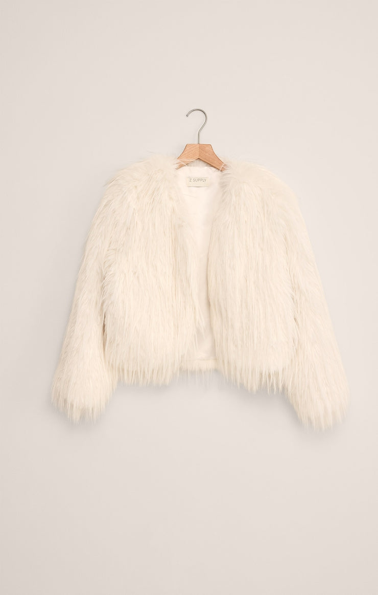 Cyndi Faux Fur Jacket in Warm White