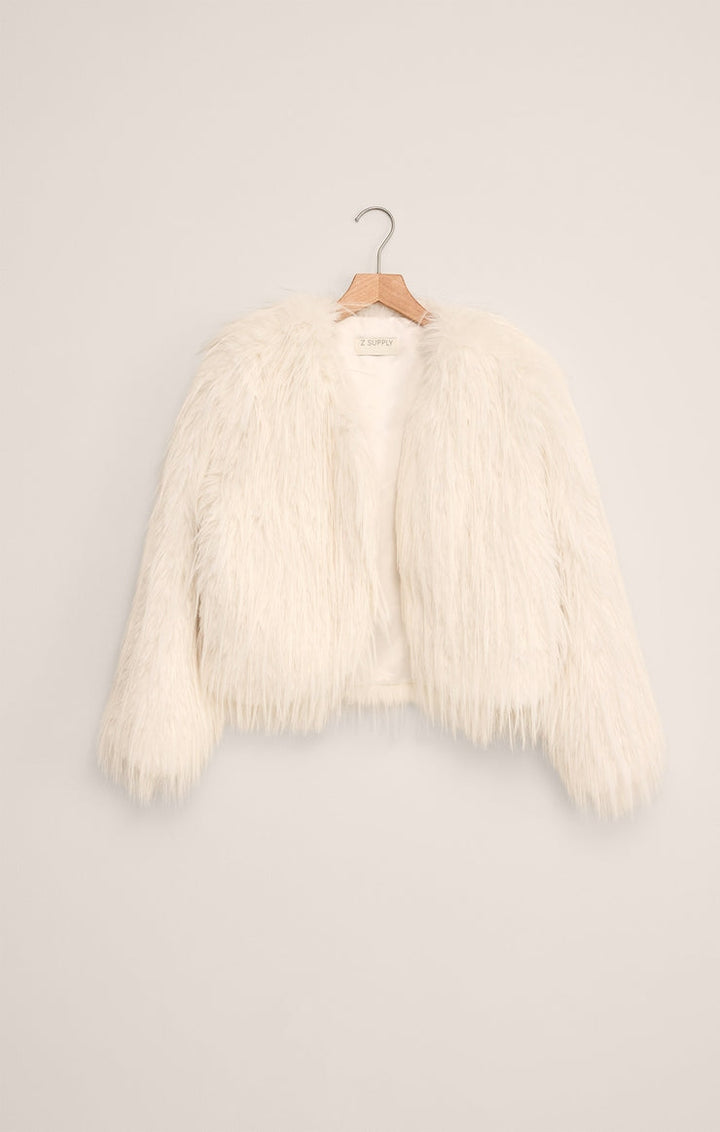 Cyndi Faux Fur Jacket in Warm White