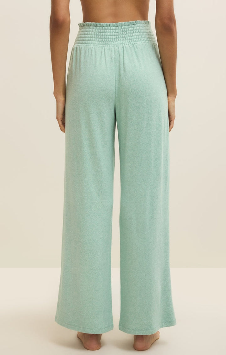 Dawn Smocked Soft Knit Pant in Crystal Green