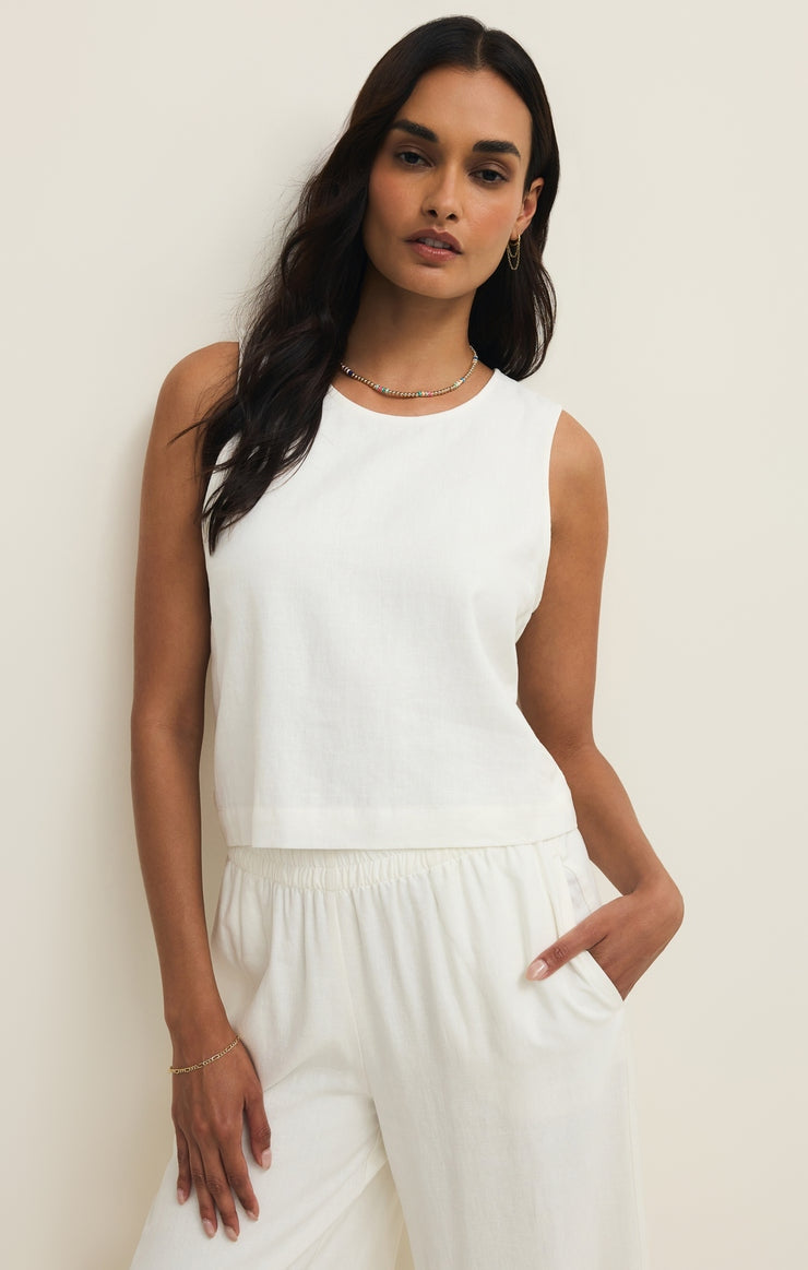 Sloane Linen Top in White