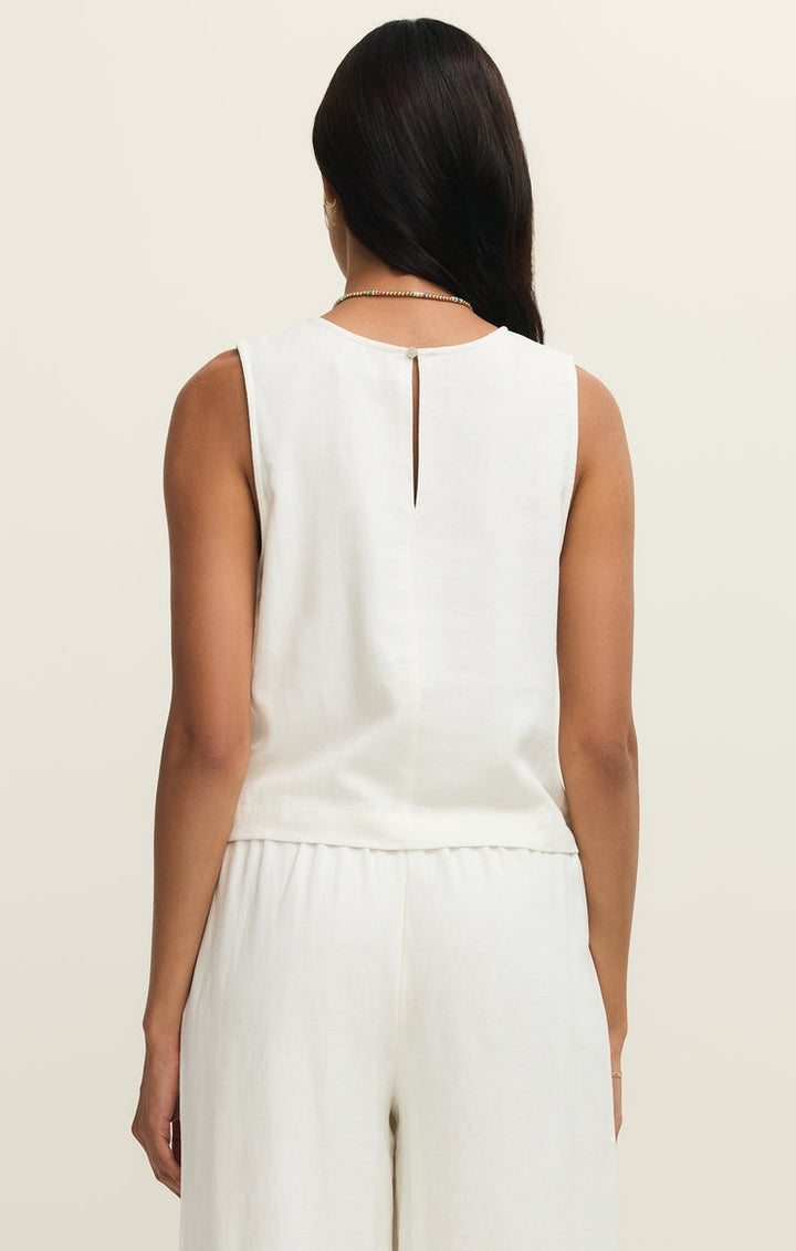 Sloane Linen Top in White