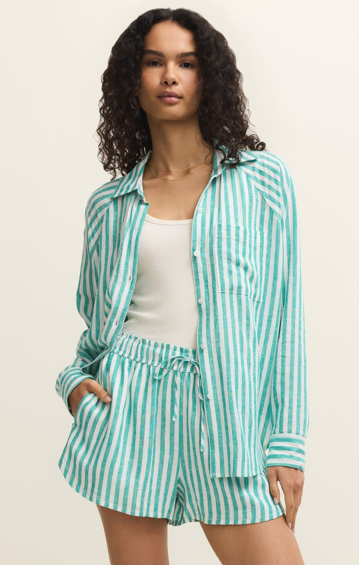 The Perfect Stripped Linen Top in La Palma