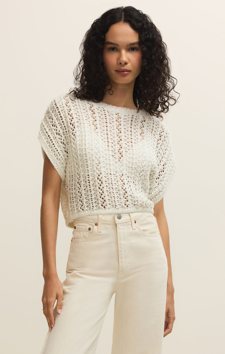 Ballast Cropped Crochet Top in White
