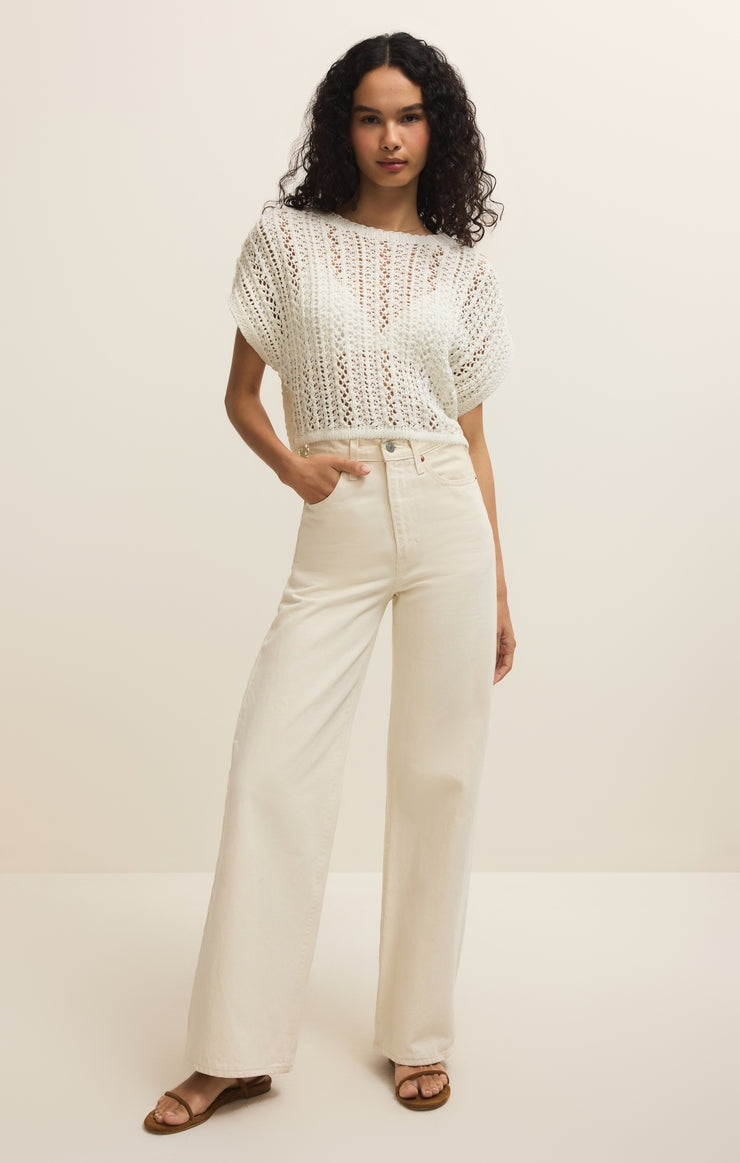 Ballast Cropped Crochet Top in White