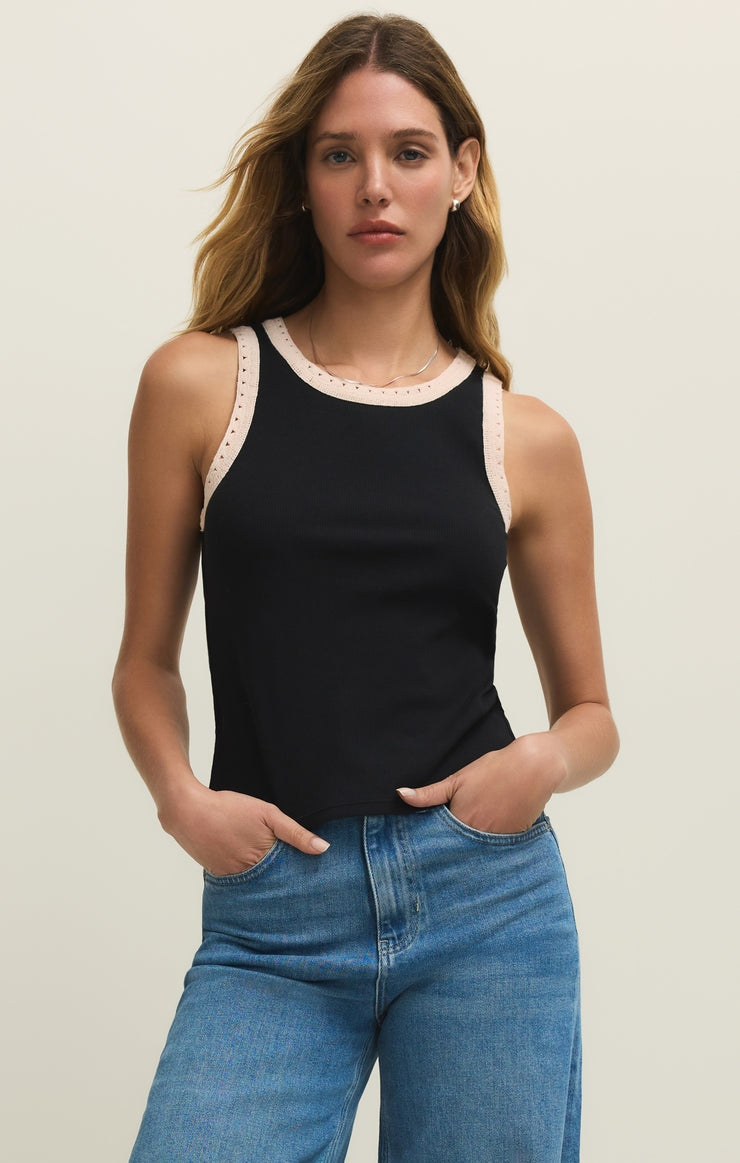 Clarke Rib Tank in Black