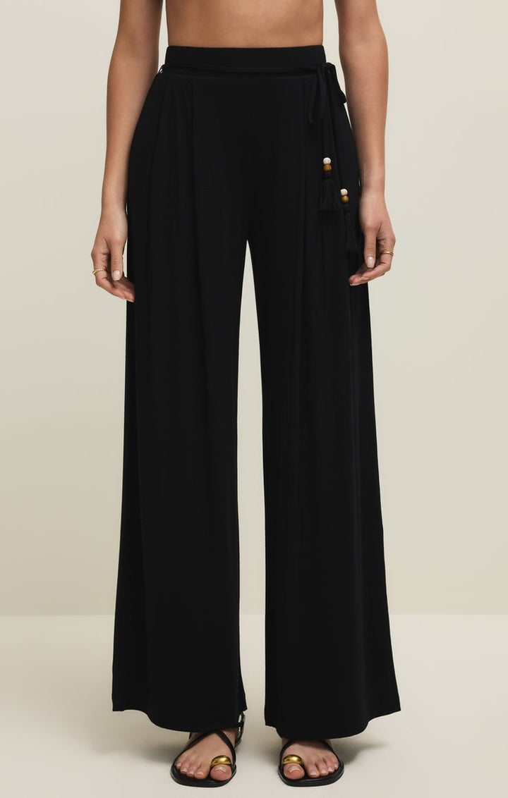 Lydia Wide Leg Stretch Pants in Black