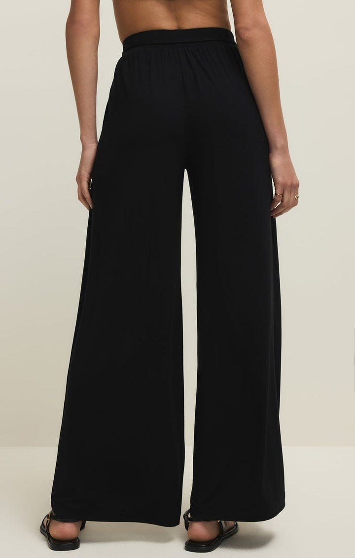Lydia Wide Leg Stretch Pants in Black
