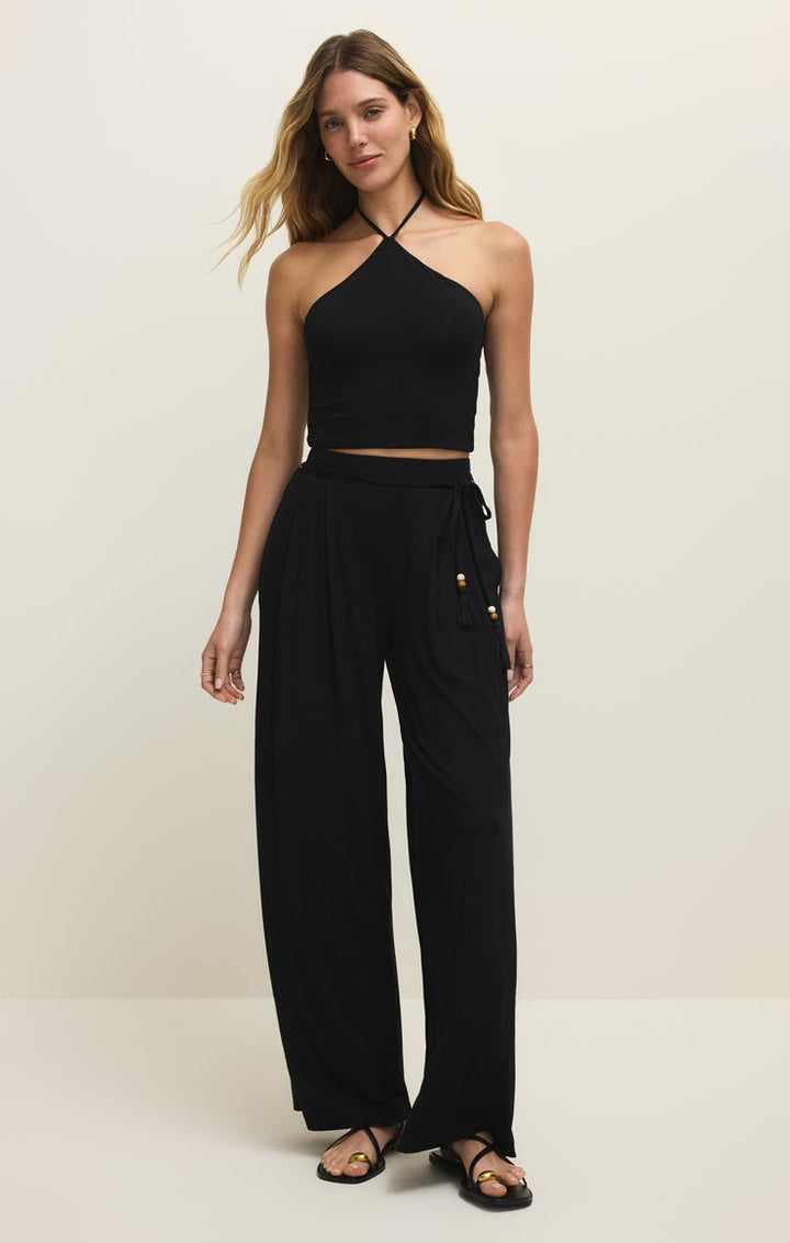 Lydia Wide Leg Stretch Pants in Black