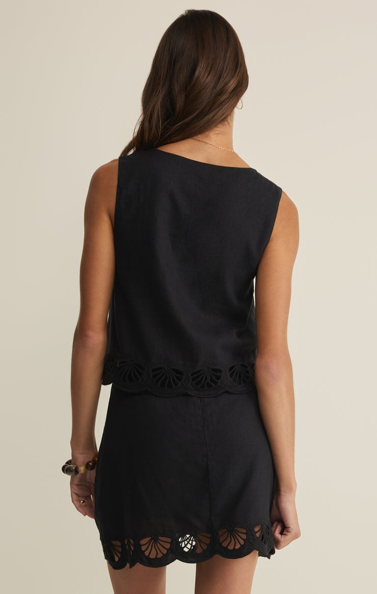 Charlene Embroidery Top in Black