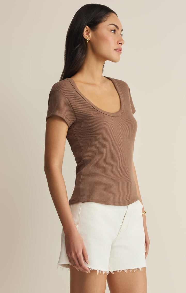 Leisurely Scoop Neck Tee in Palo Santo