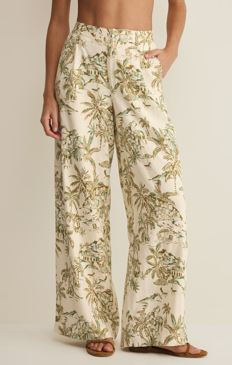 Overlook Tiki Tide Linen Pants in Isand Coconut