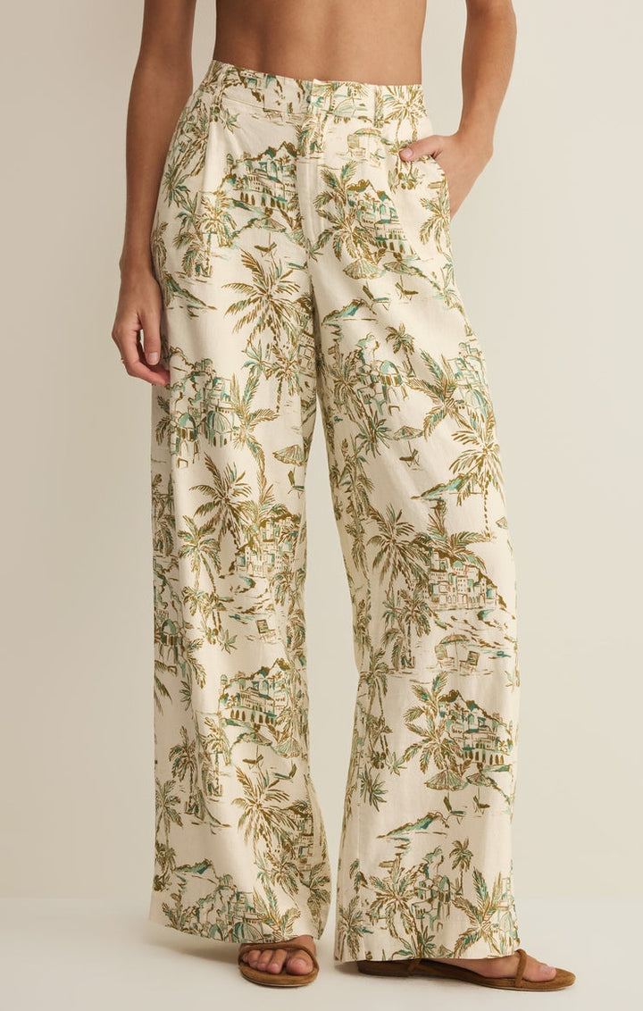 Overlook Tiki Tide Linen Pants in Isand Coconut