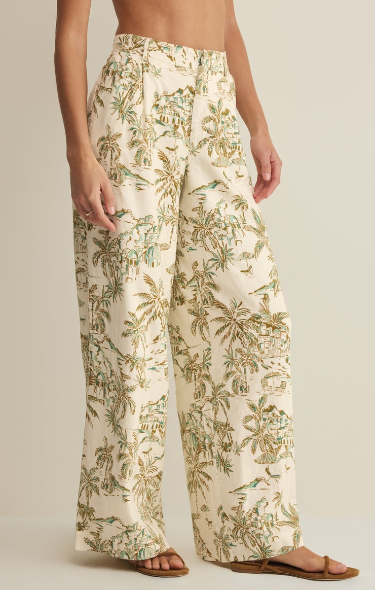 Overlook Tiki Tide Linen Pants in Isand Coconut
