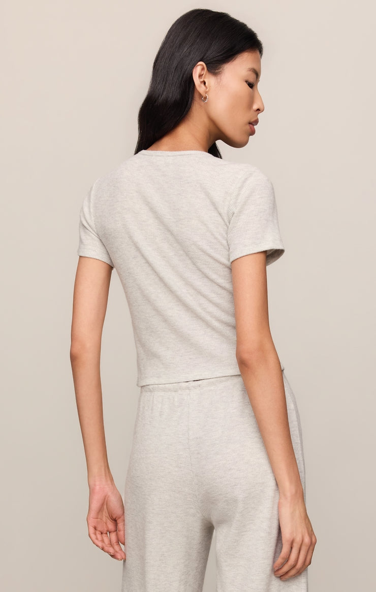Waffle Brushed Thermal Tee in Feather Grey